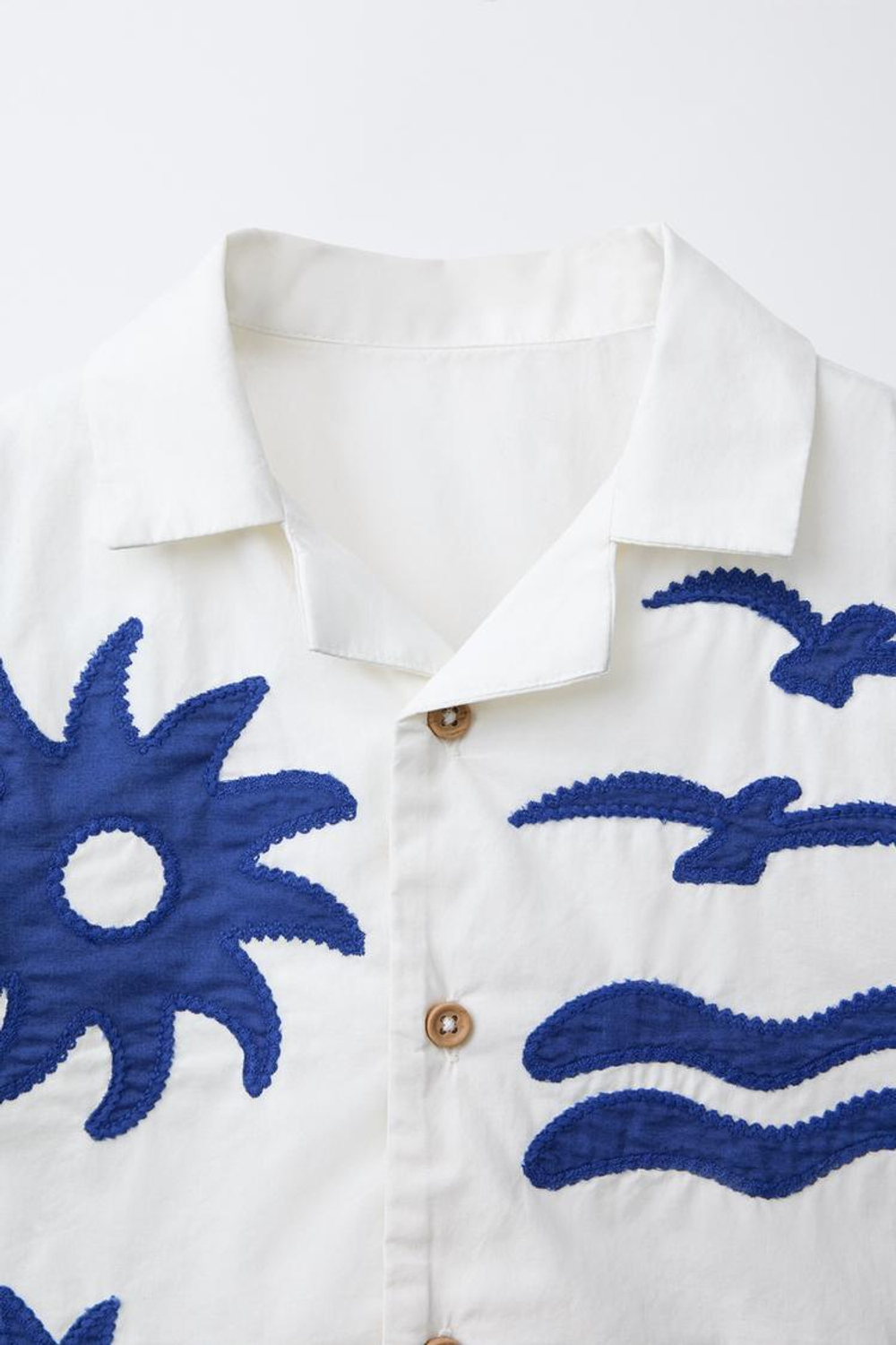 ZARA РУБАШКА С ВЫШИВКОЙ, СИНИЙ/БЕЛЫЙ