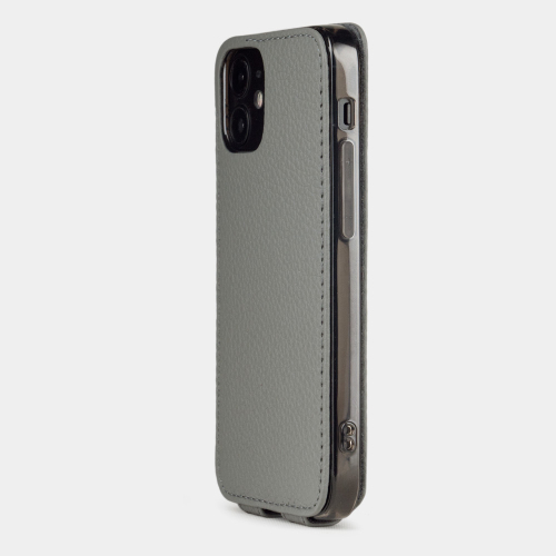 Чехол для iPhone 12 Mini из натуральной кожи теленка, стального цвета
