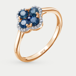 Кольцо для женщин из розового золота 585 пробы с сапфиром и бриллиантами (арт. 11434-151-13-00)