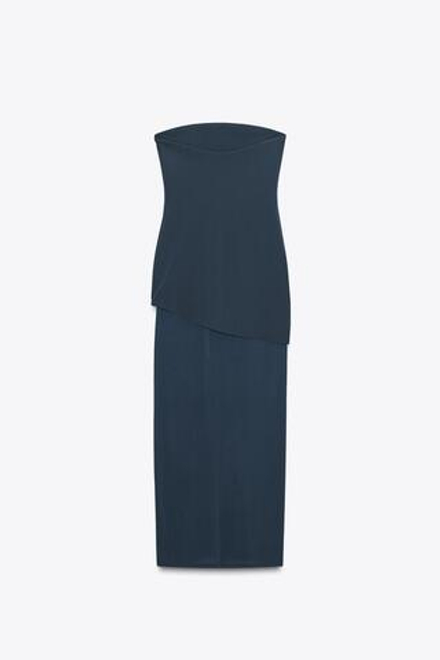 ZARA ПЛАТЬЕ БЕЗ БРЕТЕЛЕЙ, МОРСКОЙ ТЕМНО-СИНИЙ