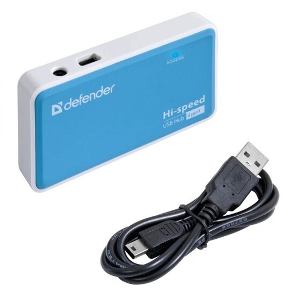 USB Hub разветвитель Defender Quadro Power, 4 порта USB 2.0, 012490