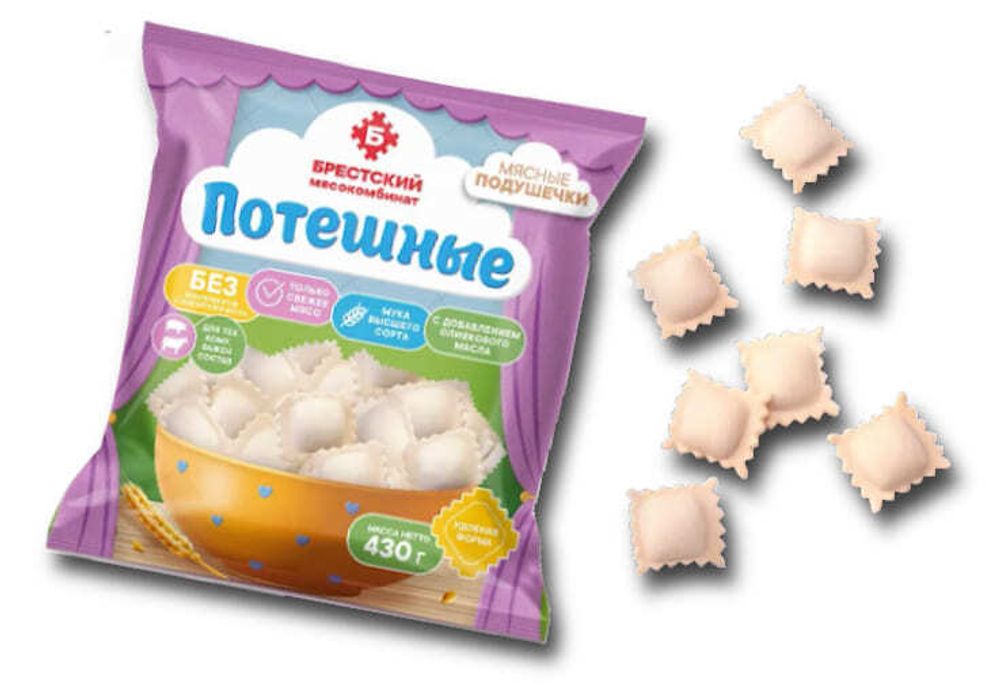 Белорусские пельмени мясные подушечки &quot;Потешные&quot; 430г. Брест - купить не дорого в Москве