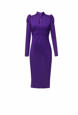 Трикотажное облегающее платье на молнии фиолетовое 05-02-23 FW