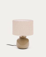 Керамическая настольная лампа Tay зеленая - бежевый лен