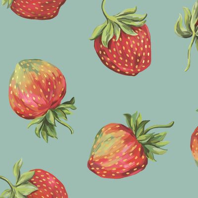 Клубника на мятном фоне