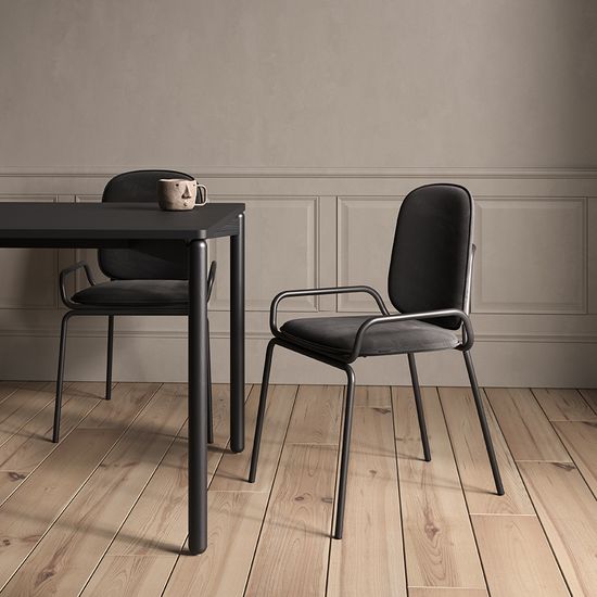 Стул ror, double frame, велюр, черный /черный