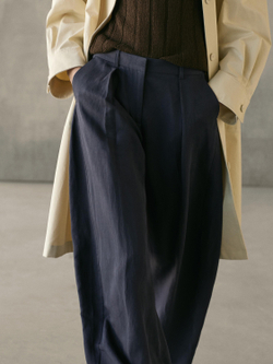 Massimo Dutti Свободные брюки со складками, темно-синий