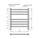 Полотенцесушитель электрический Point Веста PN70756W П7 500x600, диммер слева, белый