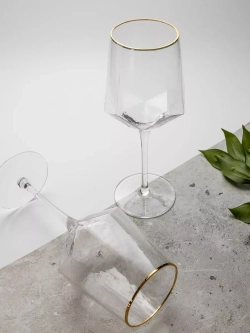 Набор бокалов для вина 2 шт, 440 мл, с золотой каймой