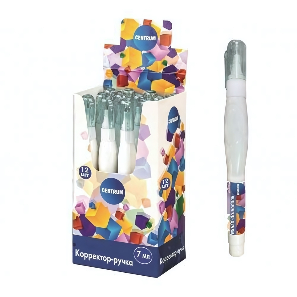 Корректор-ручка 7мл, с металлическим наконечником (Центрум)