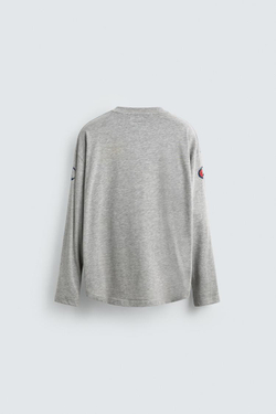 ZARA Х CHAMPION ® ФУТБОЛКА С ПРИНТОМ, СЕРЫЙ МЕЛАНЖ