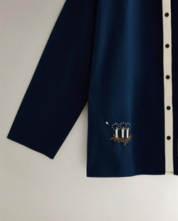 ZARA HOME ПИЖАМА С РОЖДЕСТВЕНСКОЙ ВЫШИВКОЙ, СИНИЙ