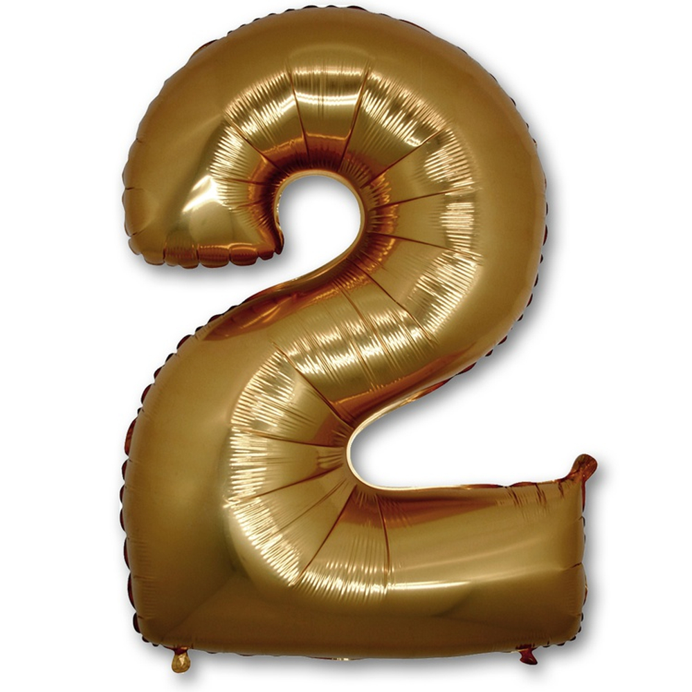 Шар фольгированный Цифра 2 101 см (Золотой)