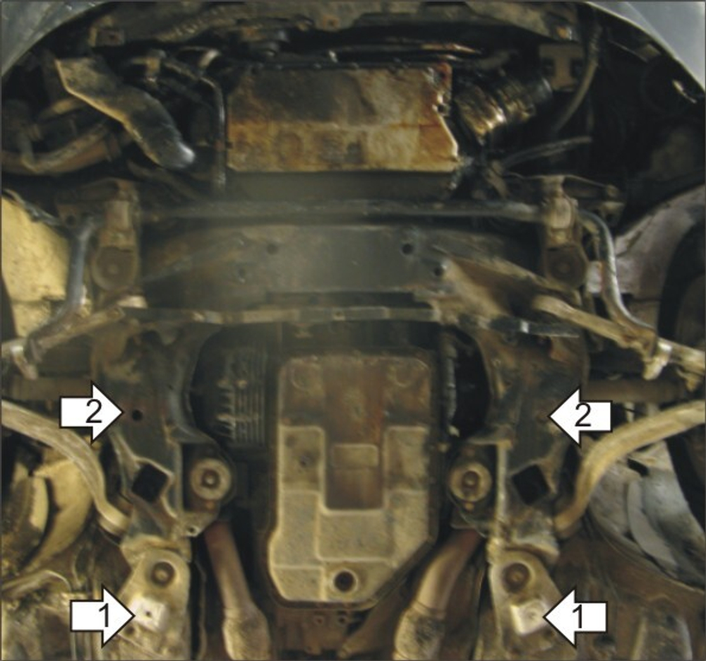 Усиленная защита Motodor КПП. 2 мм, Сталь. для Audi A6 2001-2004, Audi A6 1997-2001 арт.00104