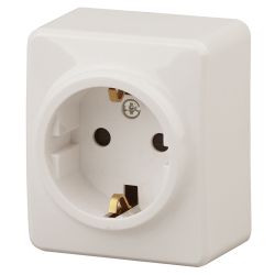 Розетка ЭРА Эксперт 11-2204-02 с заземлением 2P+E Schuko со шторками 16A-250В IP20 ОУ слоновая кость | Эра Эксперт