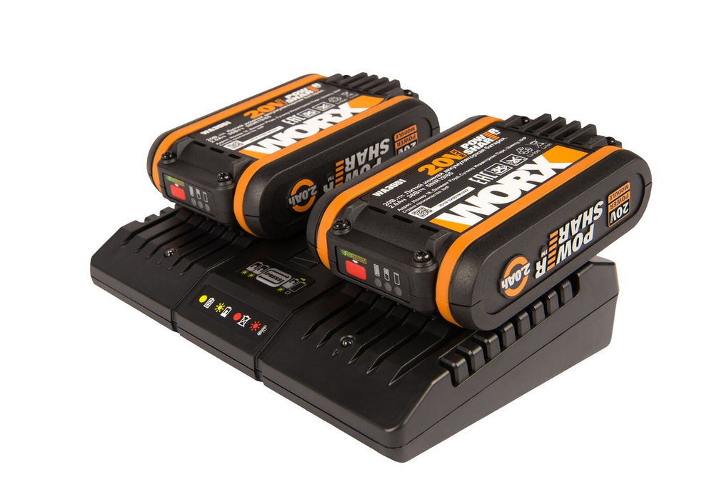 Комплект WORX WA3611: Двойное зарядное устройство WA3883