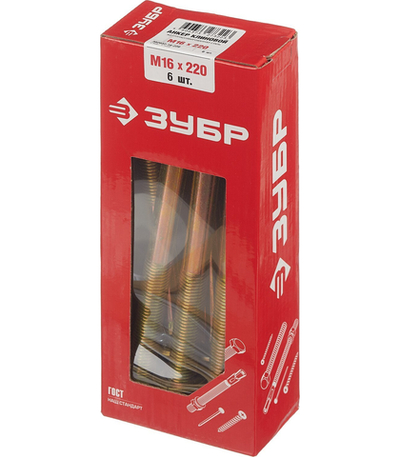 ЗУБР М16 х 220 мм, 6 шт, клиновой анкер (302032-16-220)
