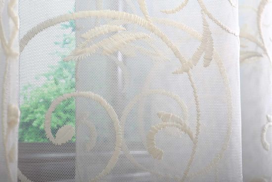 Микросетка с вышивкой Вензель (кремовый)