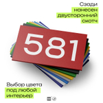 Номер на дверь 581, табличка на дверь для офиса, квартиры, кабинета, аудитории, склада, красная 120х70 мм, Айдентика Технолоджи