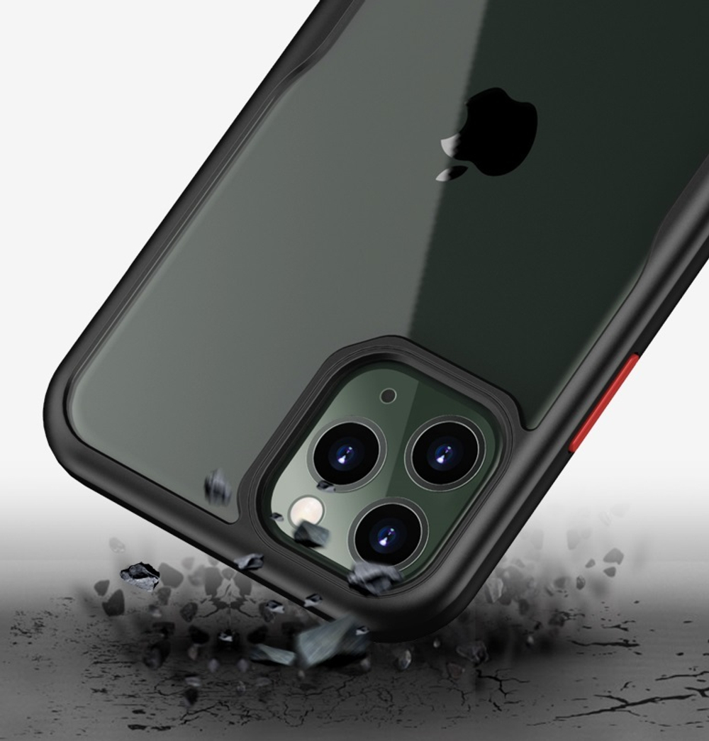 Тонкий чехол на iPhone 11 Pro с зелеными рамками и красными кнопками, серии Ultra Hybrid от Caseport