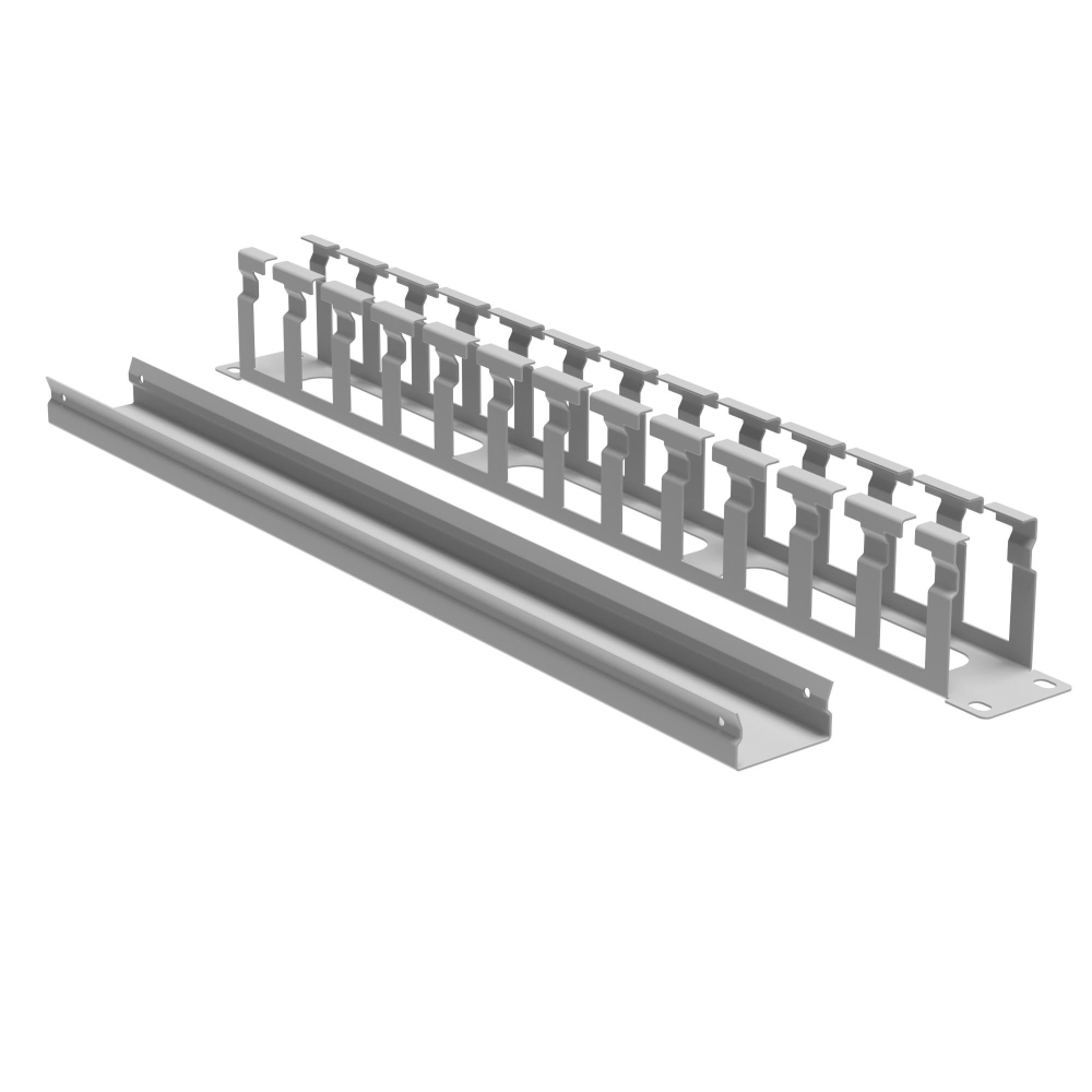 Кабельный органайзер с крышкой и отверстиями 1U, глубина 60 мм, для 19" IT-корпусов, RAL7035