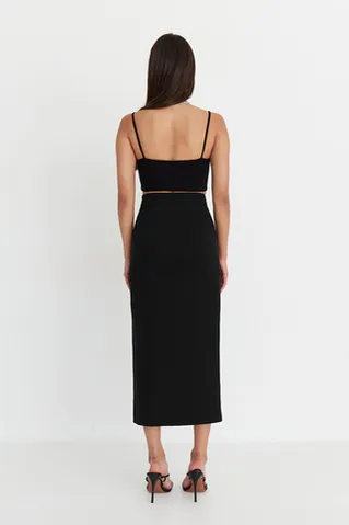 Короткий топ из джерси черного цвета