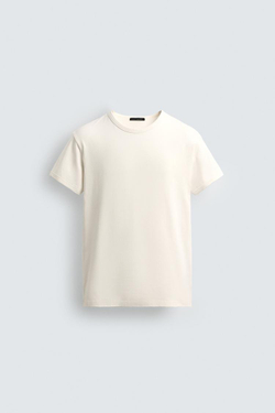 ZARA ФУТБОЛКА MUSCLE TEE FIT, ЭКРЮ