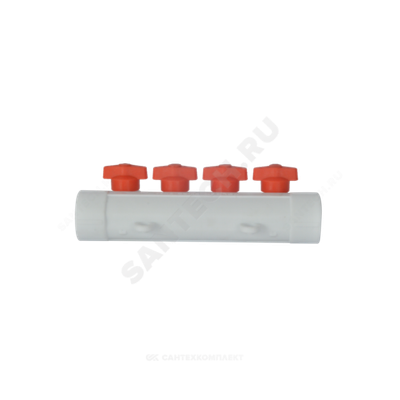 Коллектор PP-R белый Дн 32х20 на 6 выходов с кранами VALFEX 101133206