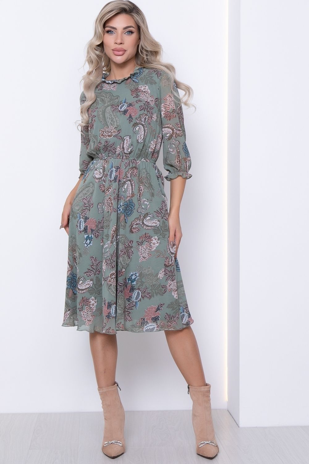 Платье Восхитительный шифон (олива) Diolche (Акция)