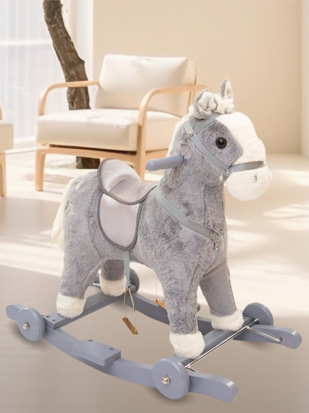 Лошадка каталка-качалка AMAROBABY (Prime), с колесами