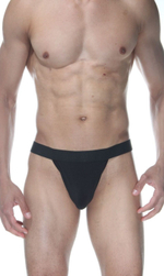 Черные мужские трусы-стринги на широкой резинке Don Moris