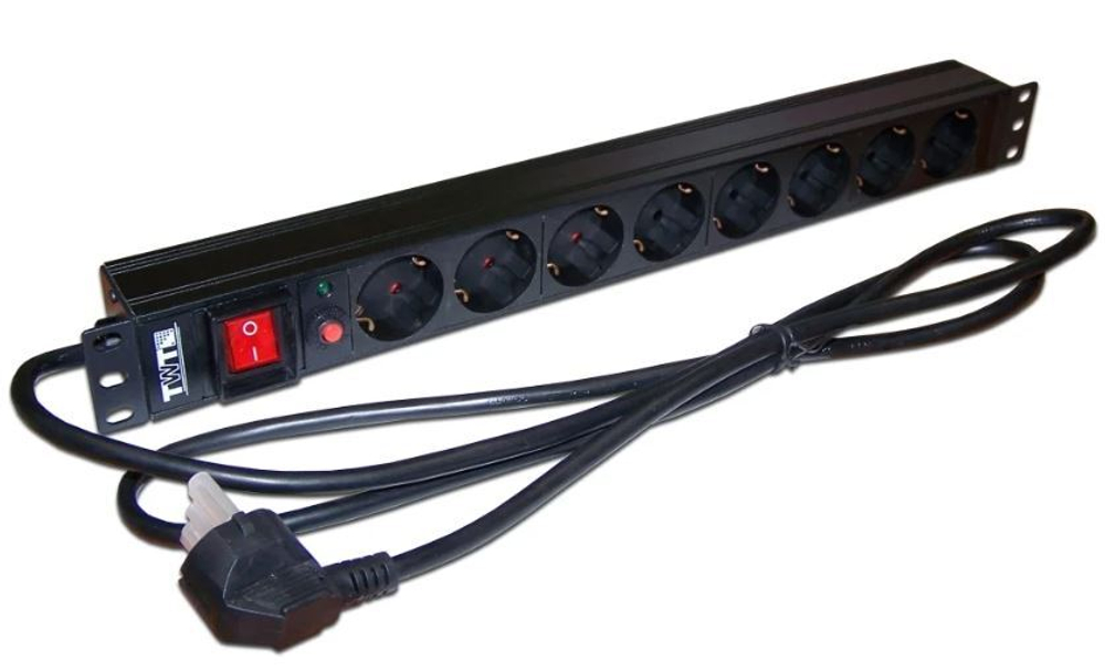Блок розеток 19", 8 розеток TWT TWT-PDU19-16A8P-1.8