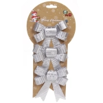 Бант на ёлку «Снежинка» 10*12 см (набор 3шт), Серебро