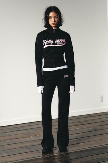 ZARA БРЮКИ FLARE ИЗ ФЛИСА, ЧЕРНЫЙ