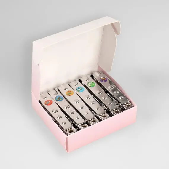 Кусачки-книпсер педикюрные, с пилкой, 7,6 см, фасовка 12 шт в коробке, рисунок МИКС