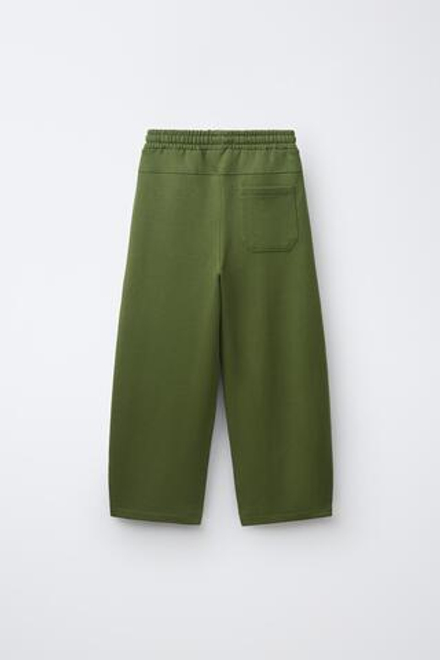 ZARA БРЮКИ BARREL ИЗ ФУТЕРА, ЗЕЛЕНЫЙ