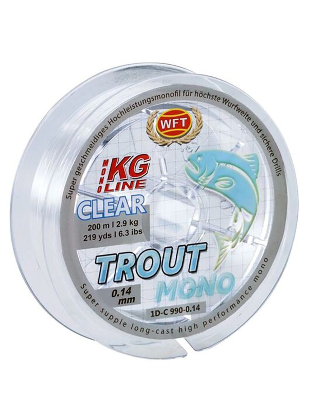 Монофильная леска для рыбалки WFT KG TROUT MONO Clear 200/018