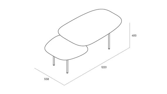 Журнальный столик Step L, дуб/черный ясень