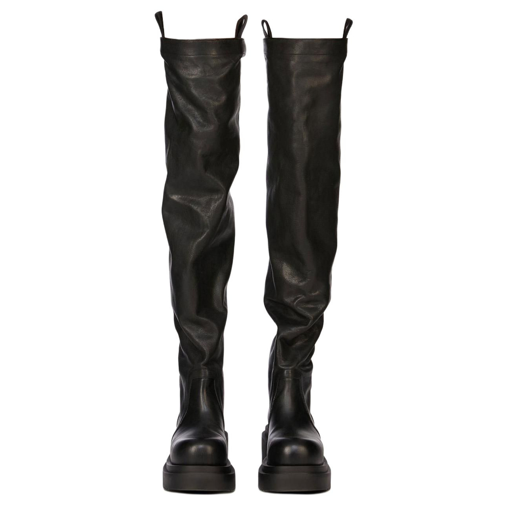 RICK OWENS/RO Calfskin Over the knee Boots Men"s Black