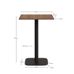 Dina высокий стол из меламина с ореховой отделкой и металлической черной ножкой 60x60x96