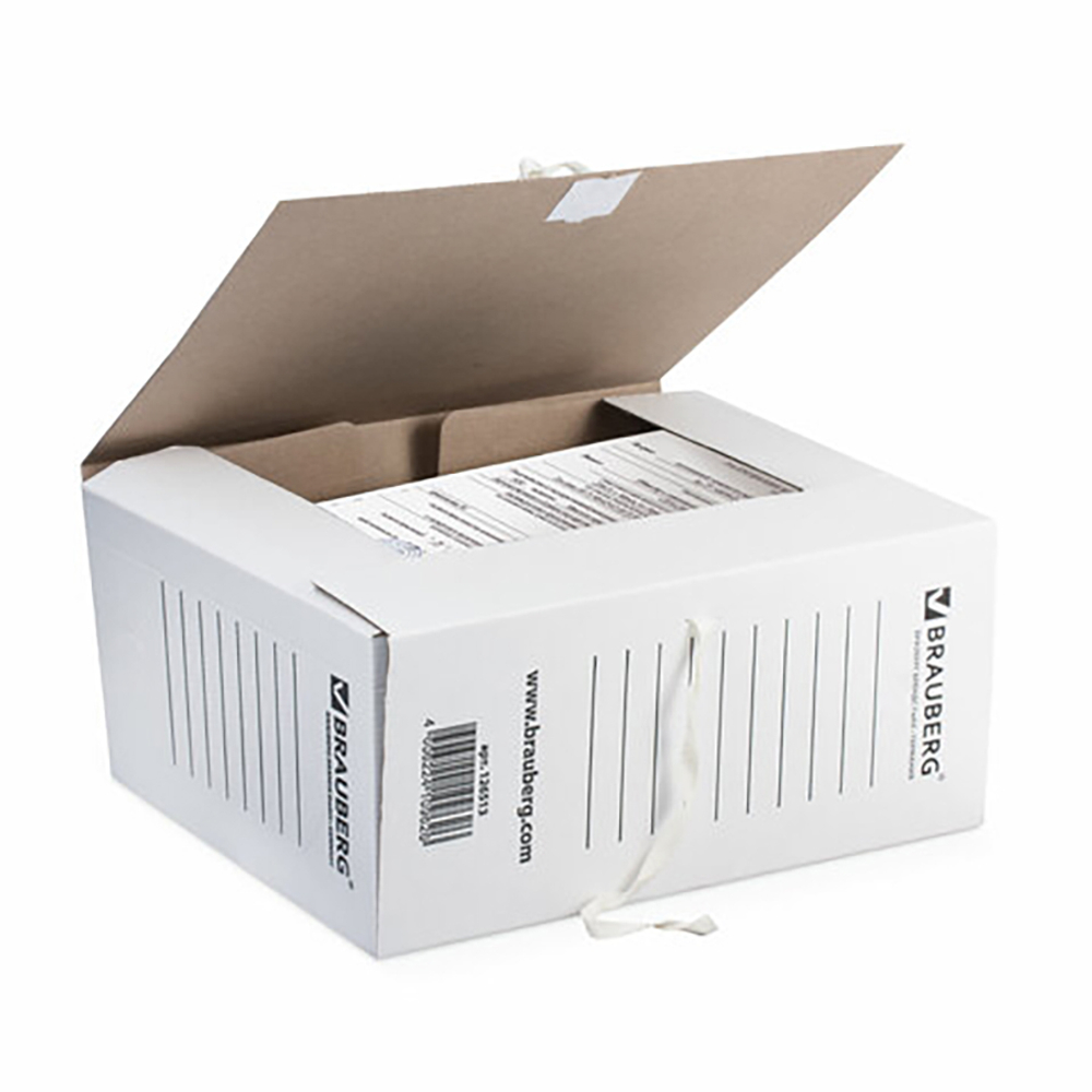 Папка архивная с завязками А4(325х260 мм), 150 мм, до 1400 листов, плотная, микрогофрокартон, БЕЛАЯ