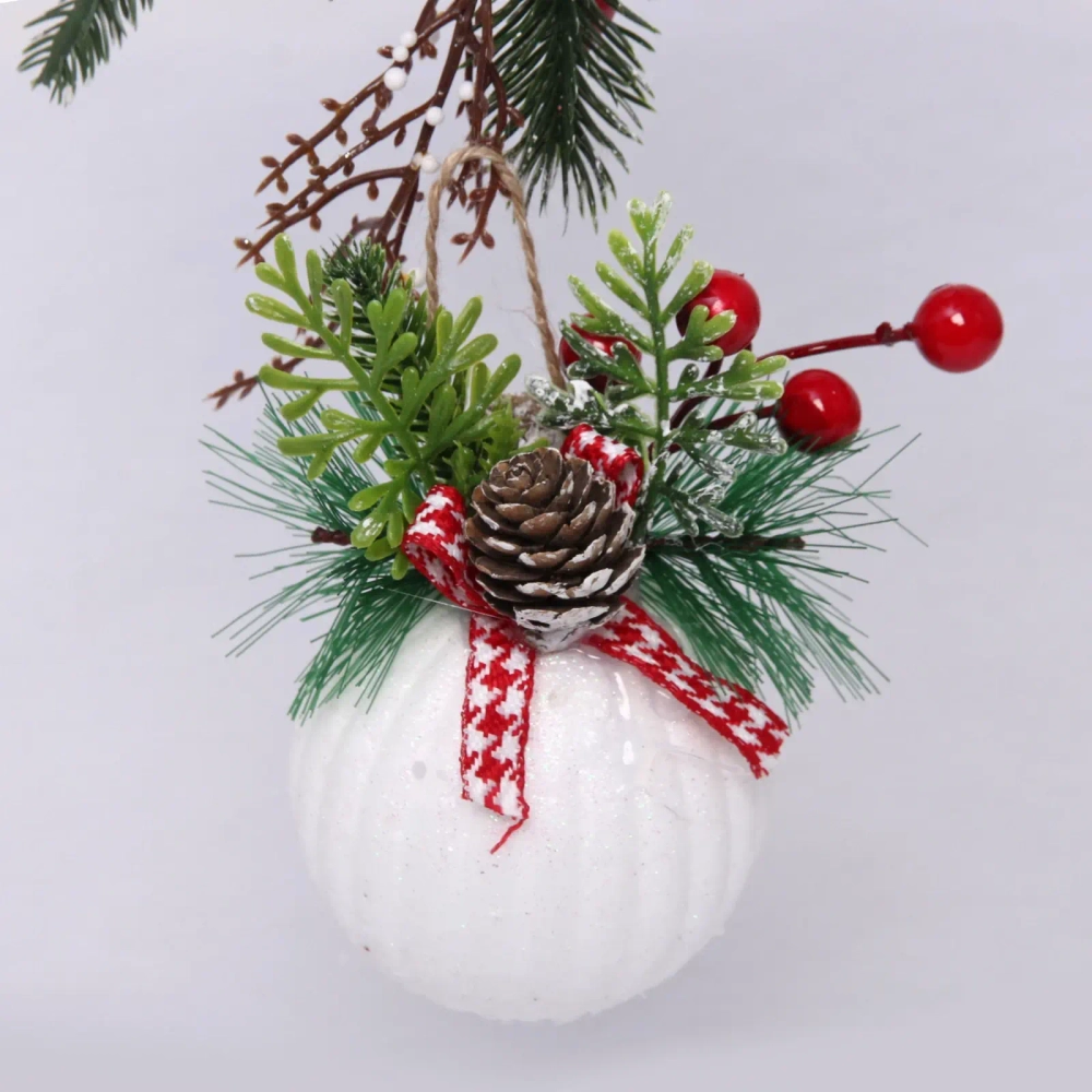 Новогодний шар «Лесная шишка» 8 см, Белый
