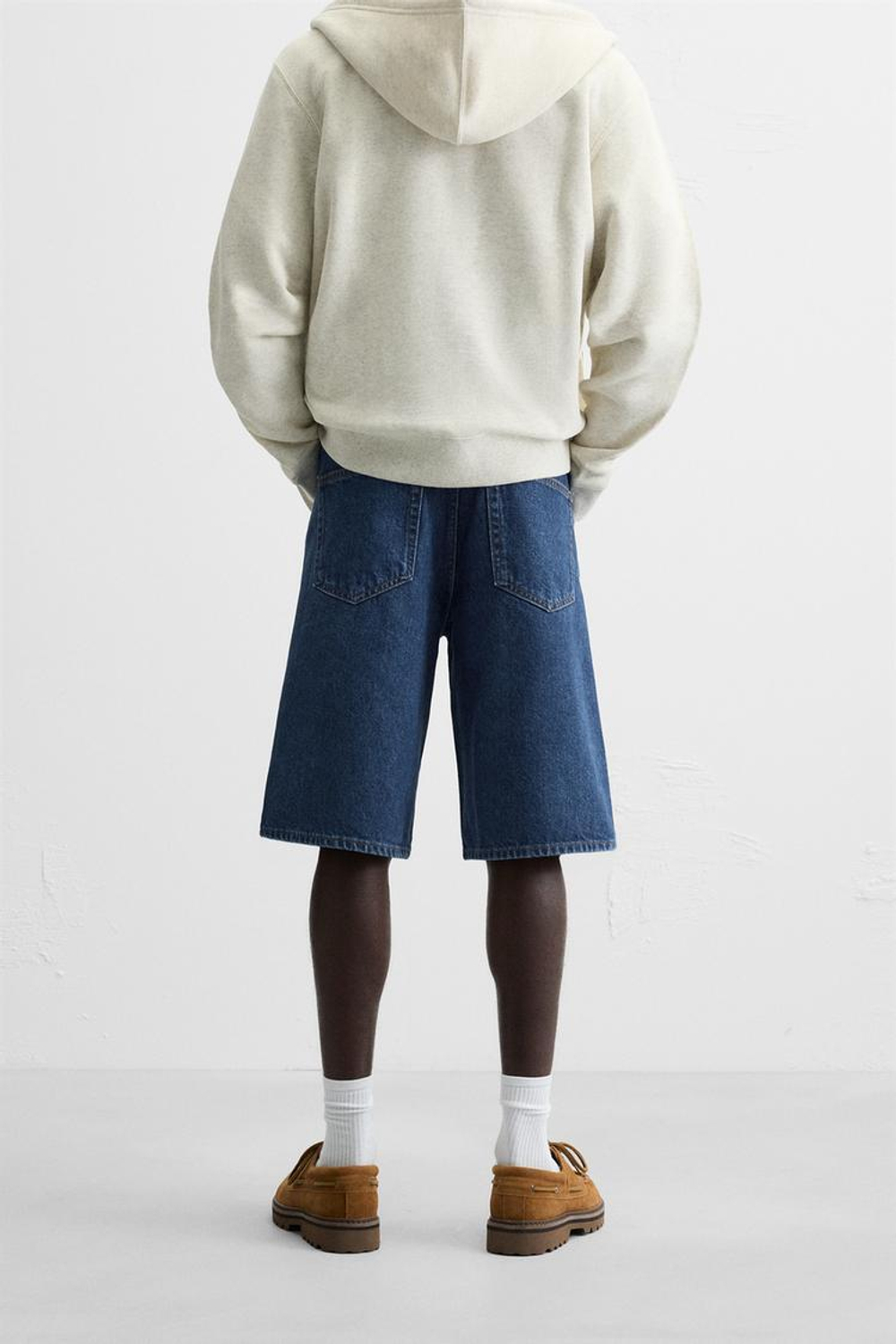 ZARA ДЖИНСОВЫЕ ШОРТЫ BAGGY-FIT, СИНИЙ