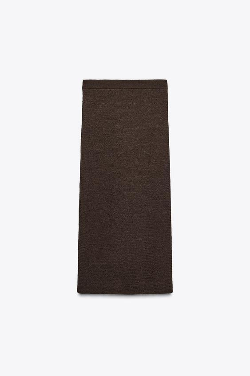 ZARA ДЛИННАЯ ТРИКОТАЖНАЯ ЮБКА С УЗОРНОЙ ВЯЗКОЙ, ШОКОЛАДНЫЙ