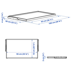 IKEA KOMPLEMENT  (ИКЕА КОМПЛЕМЕНТ)  -  Выдвижной поднос, дуб, окрашенный в белый цвет, 100x58 см