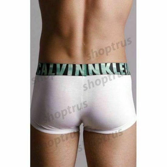 Мужские трусы боксеры белые с зелеными буквами Calvin Klein X Word Trunk