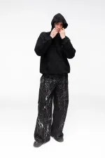 Брюки Kraizy Stripes с замками из джинсы черные