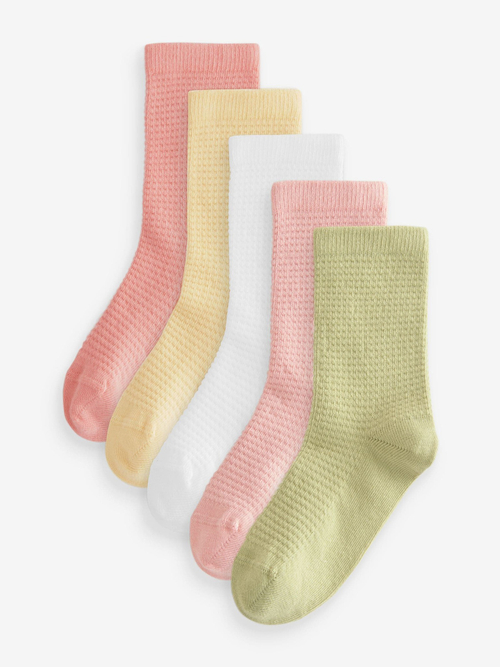 Носки хлопковые для девочки Next E88-924, 5 шт., Розовый, Бежевый, Белый