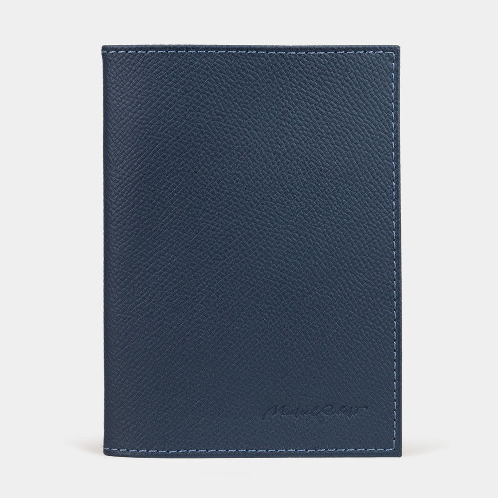 Обложка для паспорта и автодокументов Moscou Easy из натуральной кожи теленка, цвета темно-синего Safiano