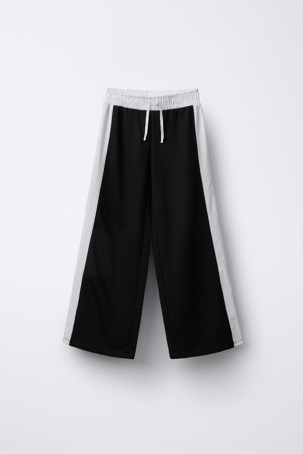 Брюки wide leg с лампасами в полоску